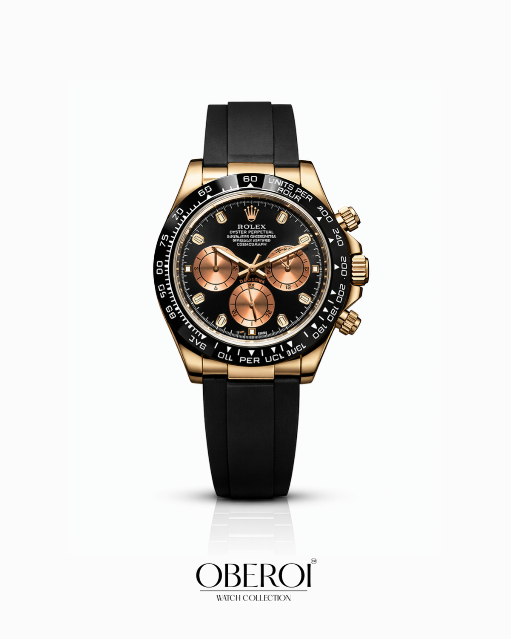 Oberoi Rose Gold Black Daytona Chronograph Quartz Prestige Edition
