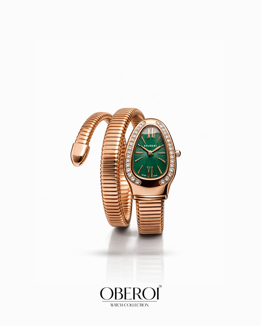 Oberoi Serpenti Rose Gold Emerald Luxe Bracelet Quartz Edition