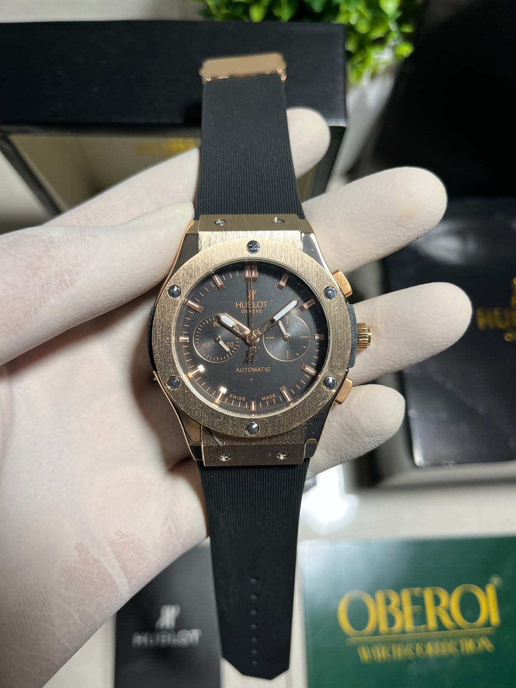 Rose Gold Noir Chronograph — Quartz Movement