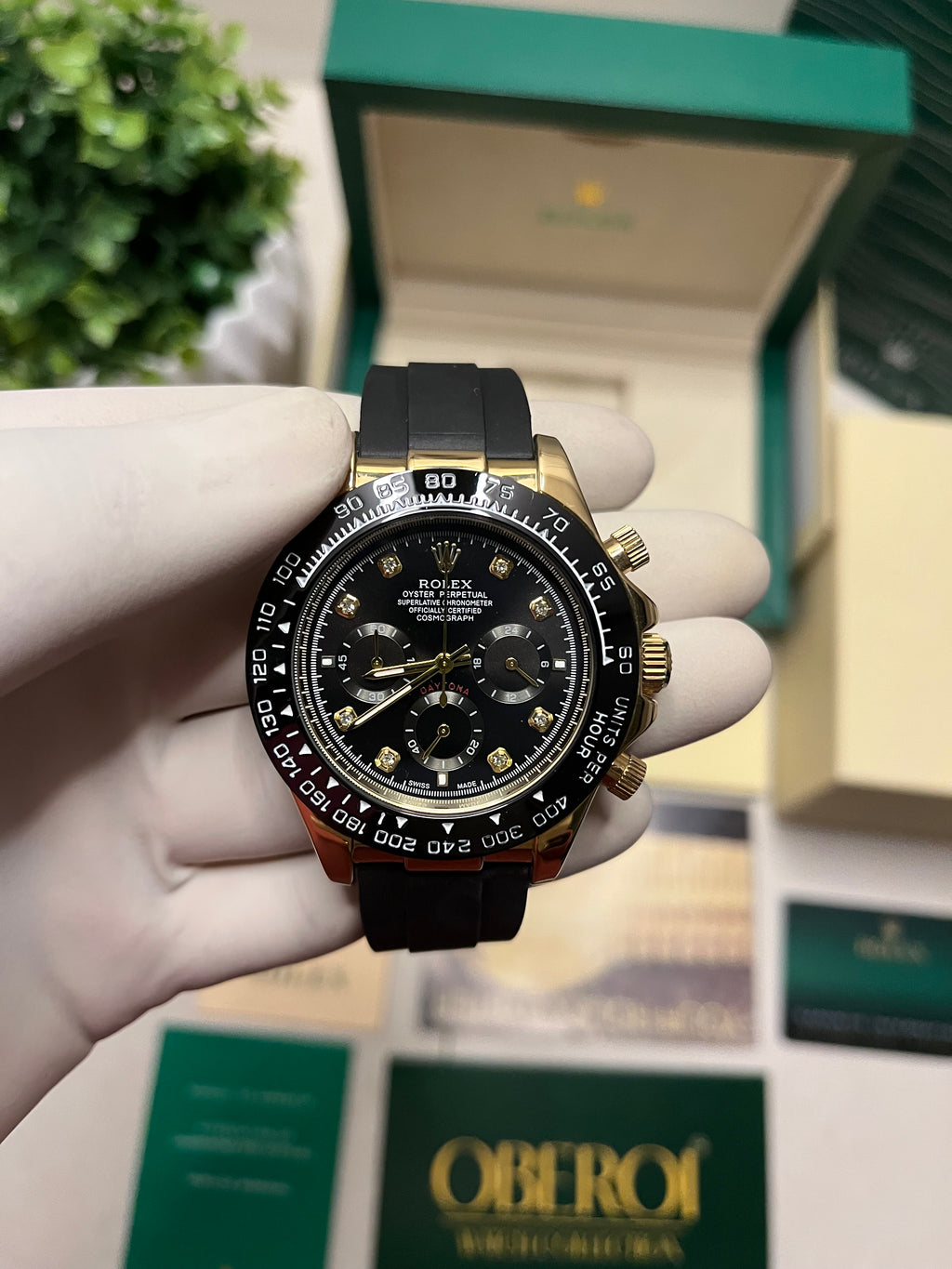 Oberoi Black Gold Daytona Diamond Chronograph Quartz Prestige Edition