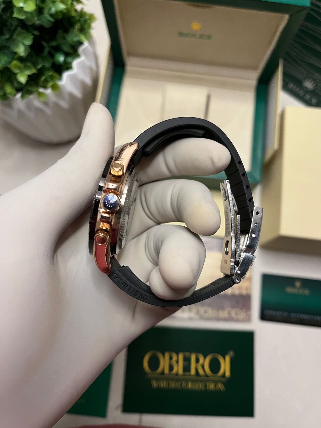 Oberoi Rose Gold Black Daytona Chronograph Quartz Prestige Edition