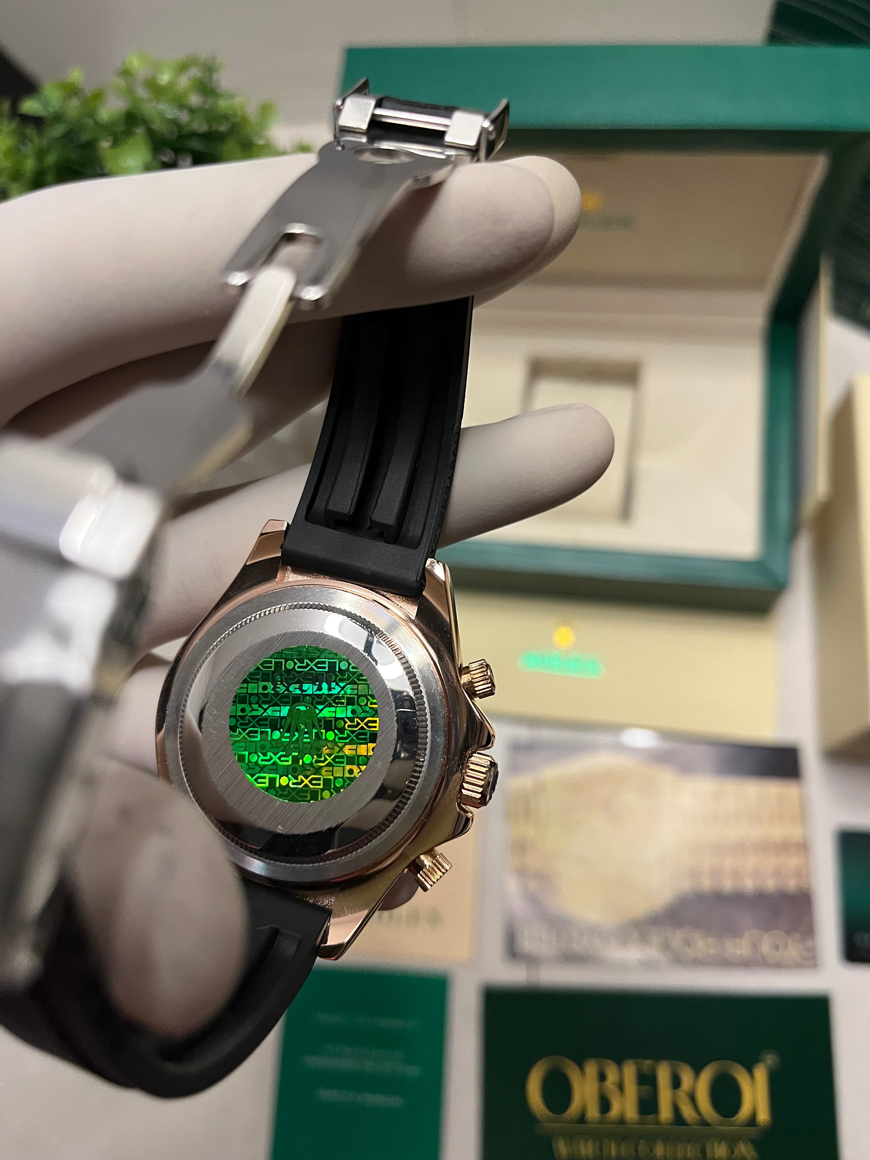Oberoi Rose Gold Black Daytona Chronograph Quartz Prestige Edition
