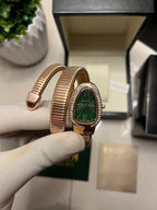 Oberoi Serpenti Rose Gold Emerald Luxe Bracelet Quartz Edition